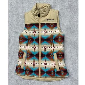 Ariat Women's Tan Southwestern Print Insulated Vest Size S #65402